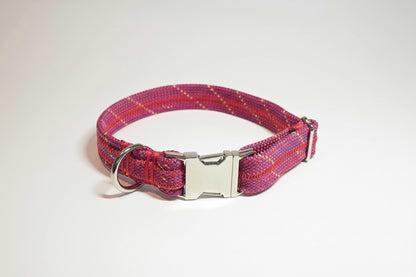 Berry colored dog collar made from up cycled climbing rope